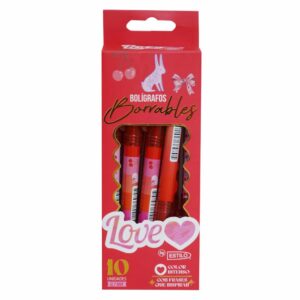 Bolígrafo Gel Borrable Rojo LOVE 10 Piezas