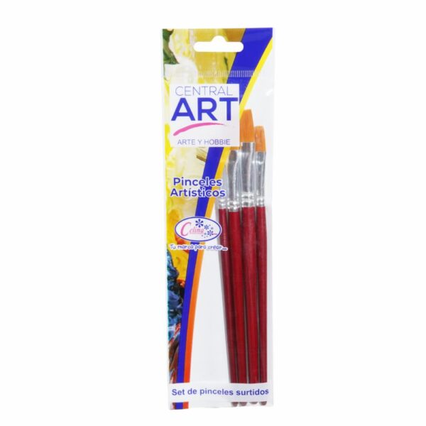 Set Pincel Plano Oro Sintético N 8 14 18 CELINA - Imagen 2