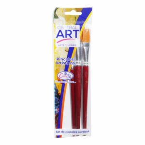 Set Pincel Plano Oro Sintético N 8 14 18 CELINA