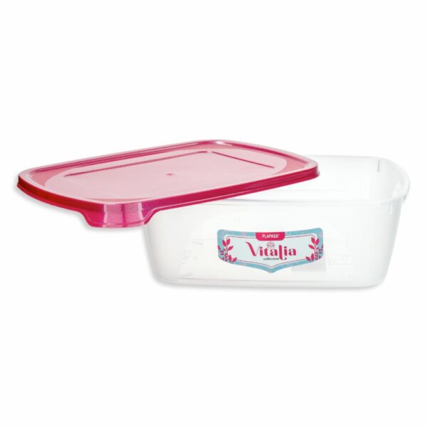 Repostero Foodkeeper Rectangular N2 Con Tapa Burdeos Perlado Vitalia PLAPASA 1.2 Litros - Imagen 2