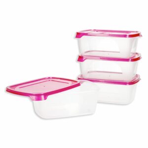 Set Reposteros Foodkeeper Rectangular N1 Con Tapa Burdeos Perlado Vitalia PLAPASA 4X0.6 Litros