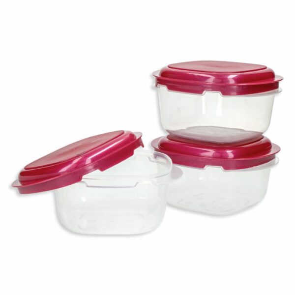 Set Reposteros Set X3 Lunchkeeper Con Tapa Burdeos Perlado Vitalia PLAPASA 3X0.5 Litros