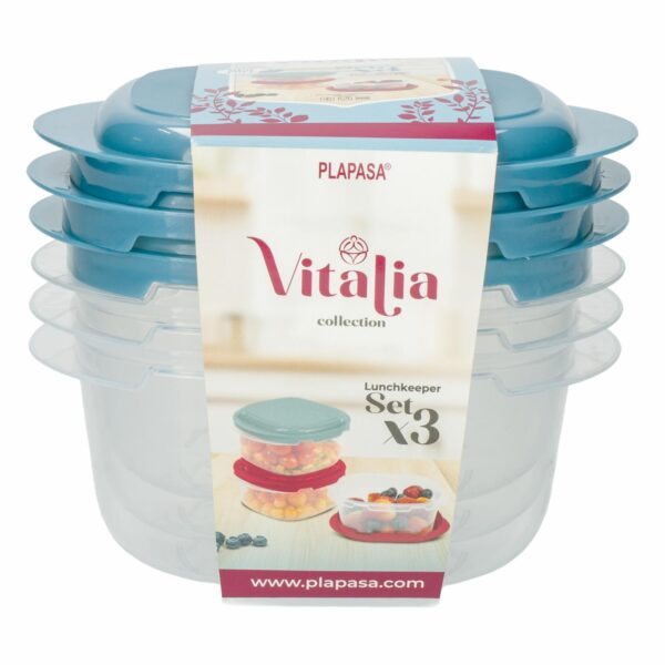 Set Reposteros Lunchkeeper Con Tapa Capri Perlado  Vitalia PLAPASA 1 Litros - Imagen 2