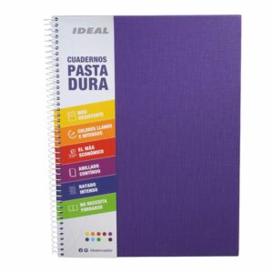 Cuaderno Espiral A Cuadros Pasta Dura IDEAL 100 Hojas