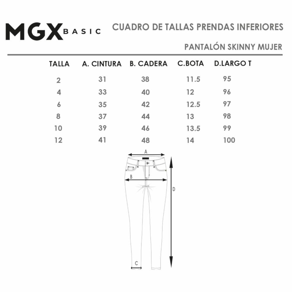 Pantalón Denim 5 Bolsillos Skinny Azul Oscuro MGX BASIC - Imagen 3