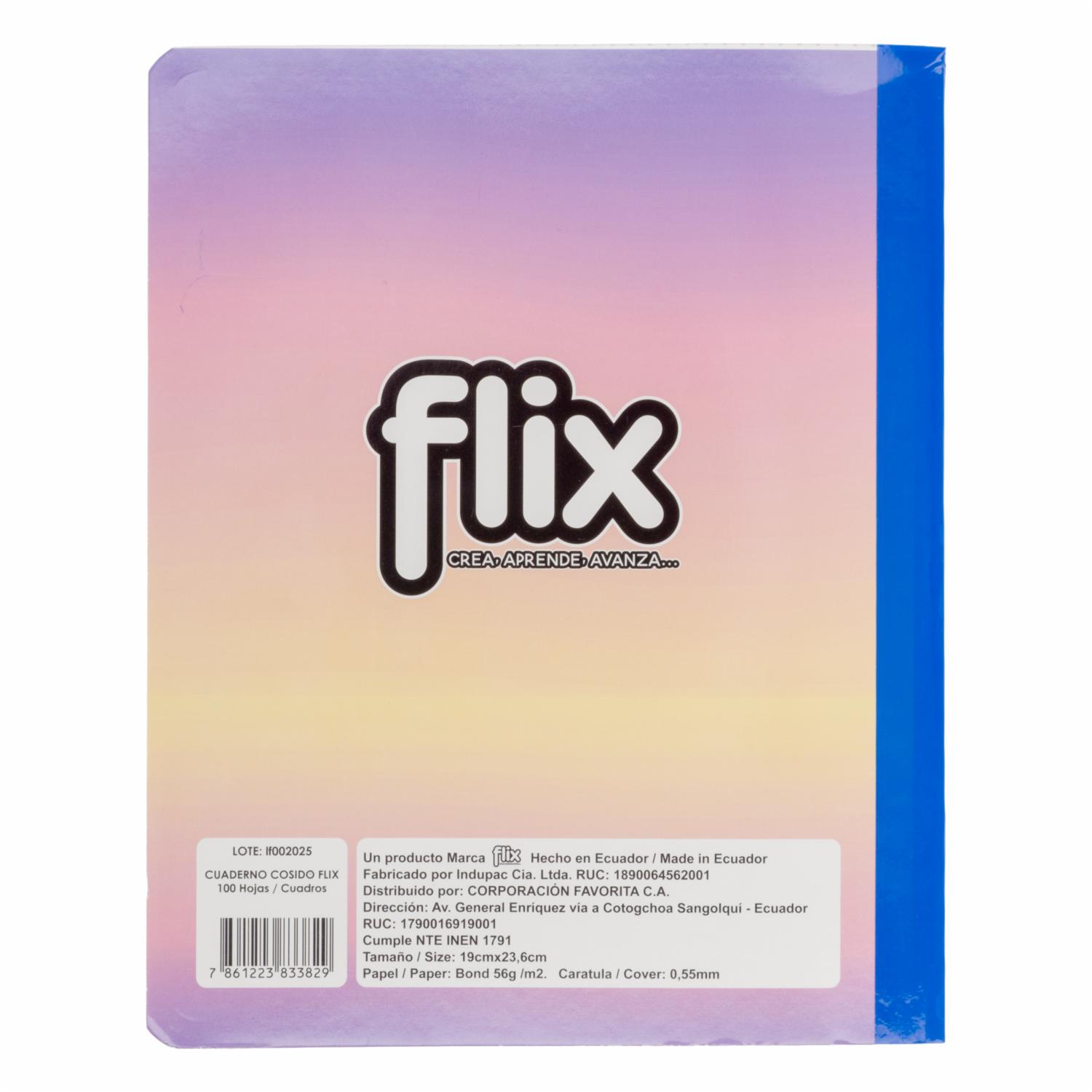 Cuaderno Cosido a Cuadros FLIX 100 Hojas - Imagen 2