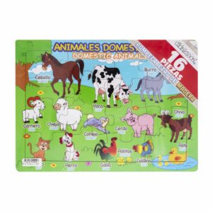 Rompecabezas De Madera 16 Piezas Animales Ingles Español DIDAKTECA 22Cm X 30 Cm