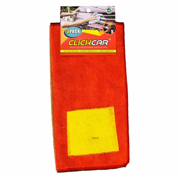 Paño Microfibra Automotriz 20x29 Cm CLICK 3 Piezas