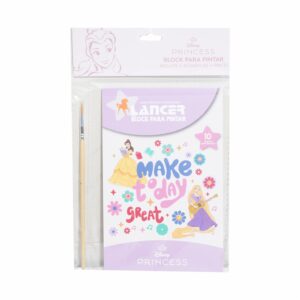 Block Para Pintar Diseños Princesas 6 Acuarelas + Pincel DISNEY 10 Hojas