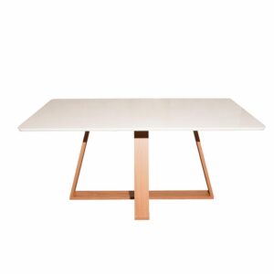 Mesa Avena Con Vidrio MOVEIS PROVINCIA Blanco Mate
