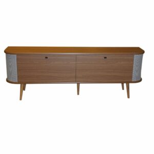 Mesa De Tv Curva Con 2 Puertas Color Freijó Y Tela Sintética DALLA COSTA MDF