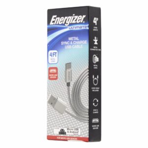 Cable Cargador Y De Datos Metálico Ultimate ENERGIZER 4 Pies