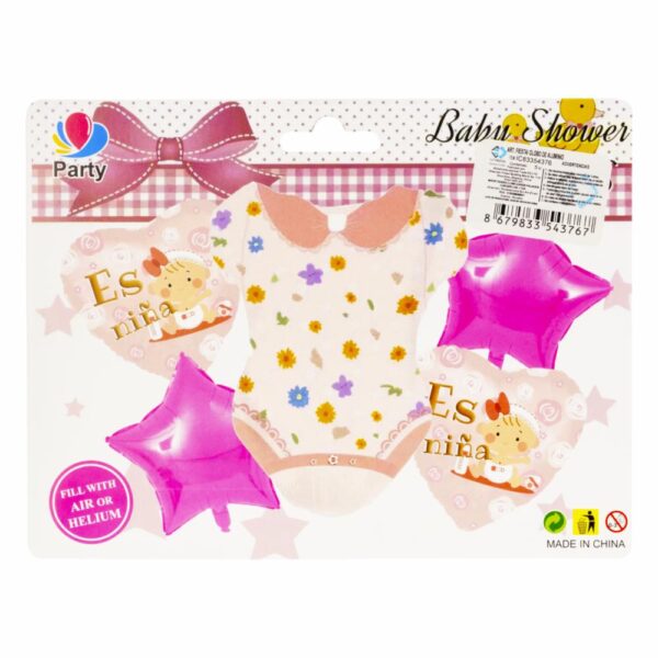 Globo Aluminio Ropa Niña PARTY 5 Piezas