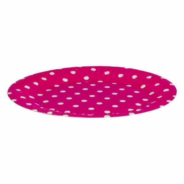 Plato Puntos Fuxia 7" IMPORTADORA CUMPLEAÑOS X10 Unidades