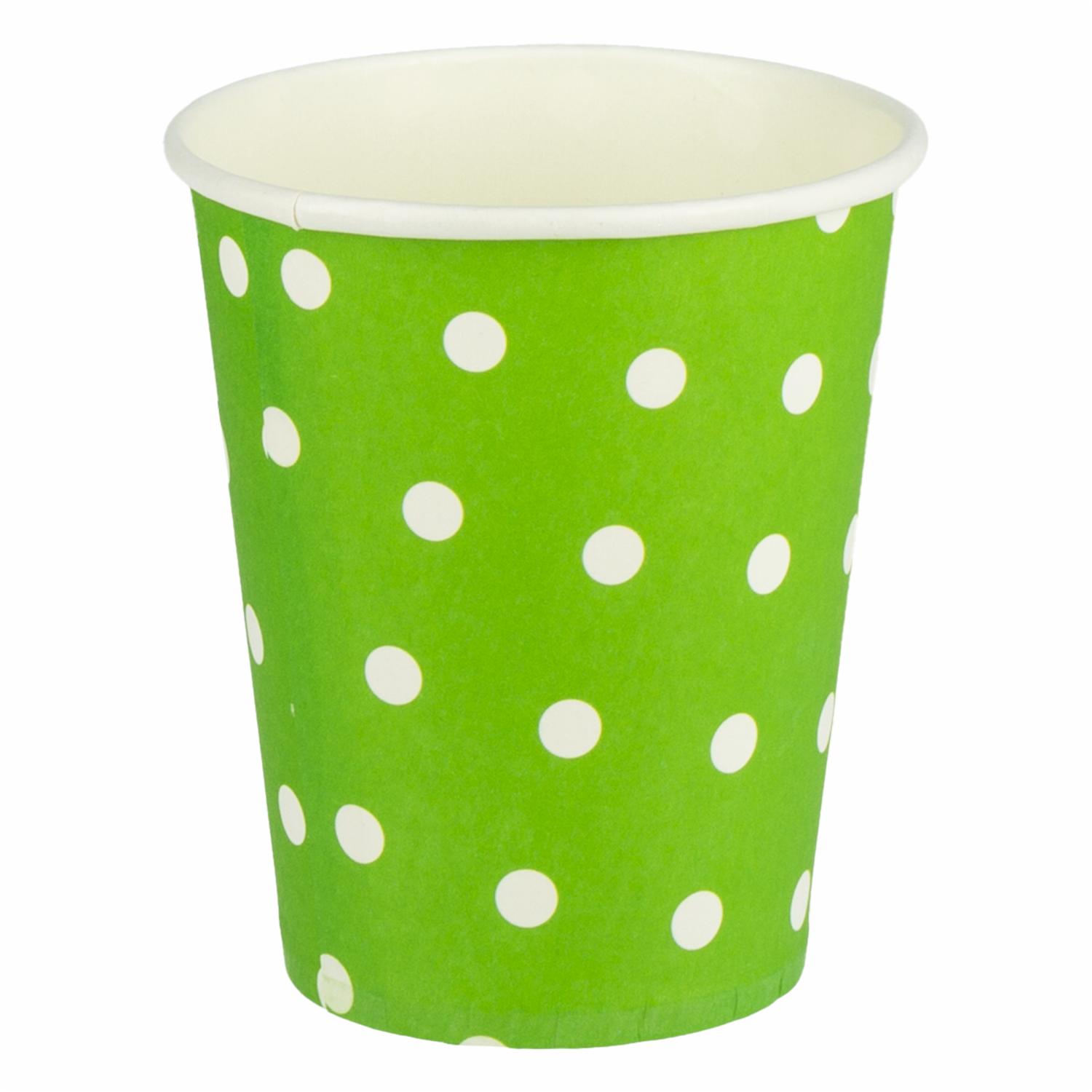 Vaso Puntos Verde Lima 7Oz IMPORTADORA CUMPLEAÑOS X10 Unidades