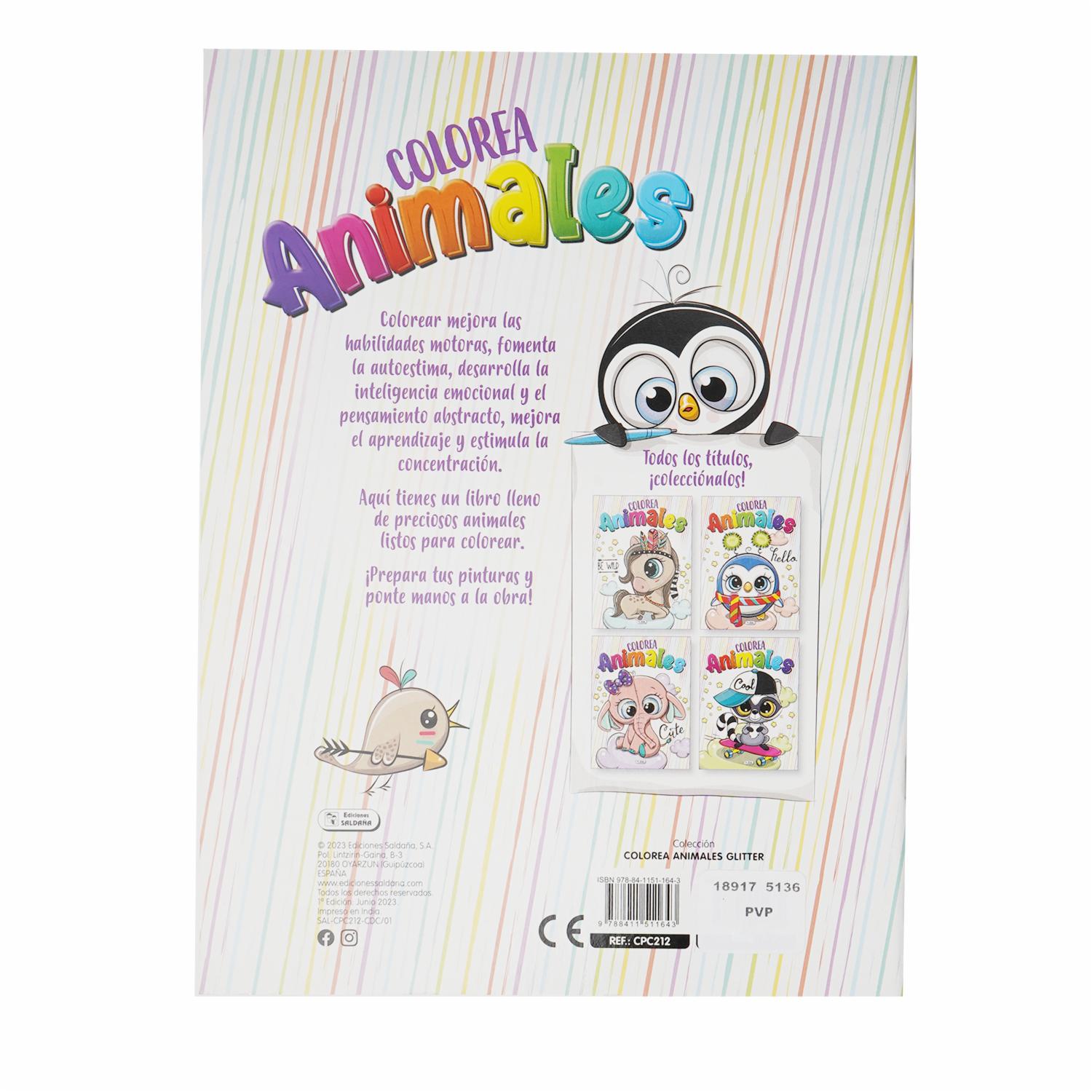 Libro Colorea Animales Glitter SALDAÑA 32 Páginas - Imagen 2