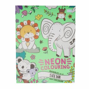 Libro Neon Colouring Animales De La Selva Para Colorear SALDAÑA 25 Páginas