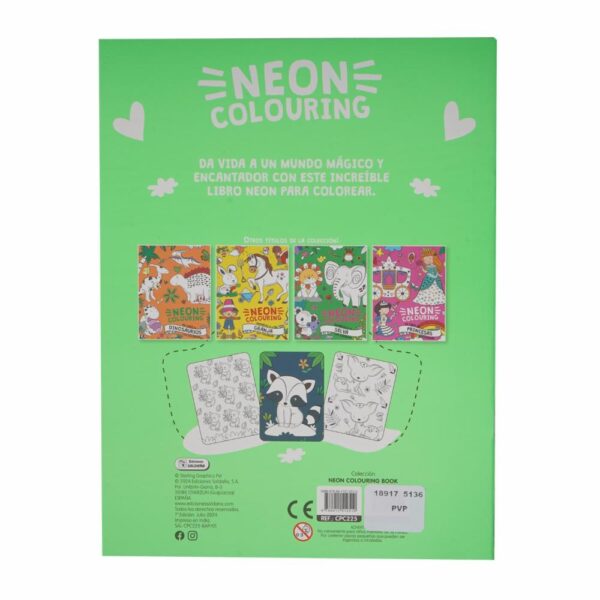 Libro Neon Colouring Animales De La Selva Para Colorear SALDAÑA 25 Páginas - Imagen 2