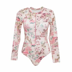 Traje De Baño Estampado Mangas Largas Cuello Redondo TALULAH