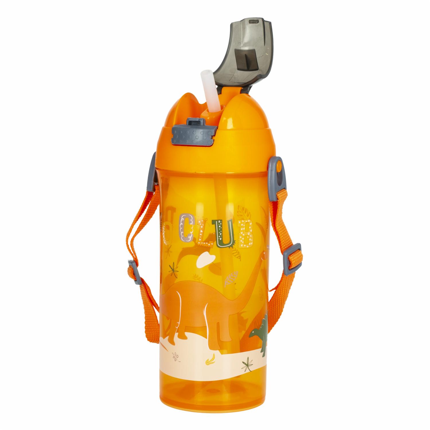 Botilito Escolar Con Sorbete Dino Club Naranja HEREVIN 610 Ml - Imagen 2