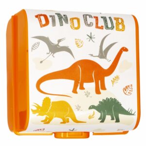 Repostero Hermético 3 Divisiones Y Cubierto Diseño Dino Club Naranja HEREVIN X 3 Piezas