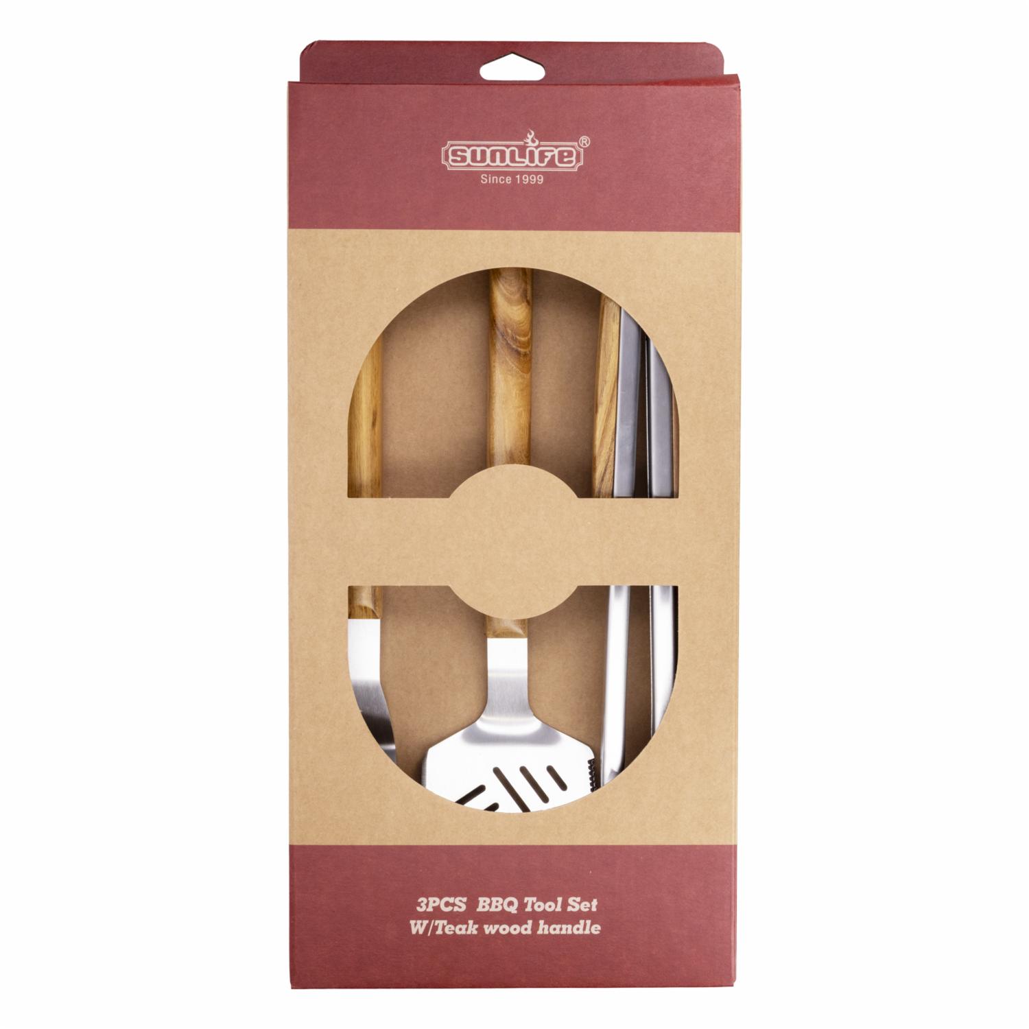 Set Utensilios Trinche Espatula Y Pinza Para BBQ SUNLIFE 3 Piezas - Imagen 2