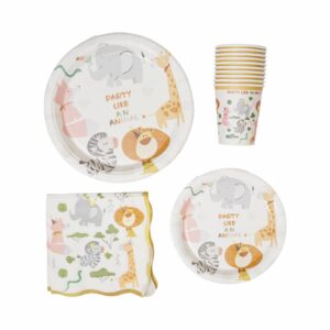 Set De Platos Vasos Servilleta Animalitos UNIFELICIDAD X 10 Uds