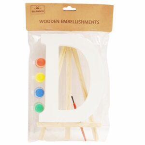 Set Letra D Madera Blanca Con Acuarelas BABY CRAFT 15X1.2 Cm