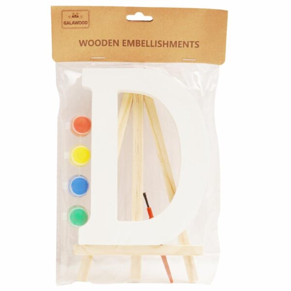 Set Letra D Madera Blanca Con Acuarelas BABY CRAFT 15X1.2 Cm