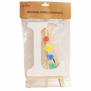 Set Letra L Madera Blanca Con Acuarelas BABY CRAFT 15X1.2 Cm