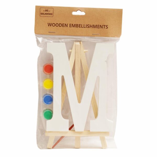 Set Letra M Madera Blanca Con Acuarelas BABY CRAFT 15X1.2 Cm