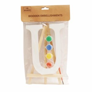 Set Letra U Madera Blanca Con Acuarelas BABY CRAFT 15X1.2 Cm
