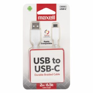 Cable Cargador y De Datos Trenzado Usb A To Usb-C  Blanco MAXELL 2M