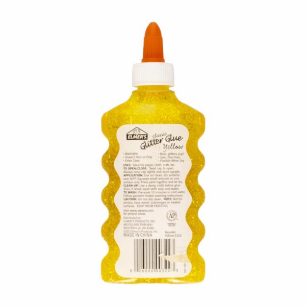 Pegamento Con Brillantina Color Amarillo ELMERS De 6 Onzas - Imagen 2
