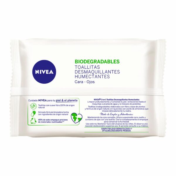 Toallitas Desmaquillantes Biodegradables Humectantes Piel Seca NIVEA 25 U - Imagen 2