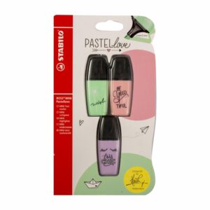 Resaltador Boss Mini Pastel Rosado Lila Verde STABILO 1 X 3 Uds