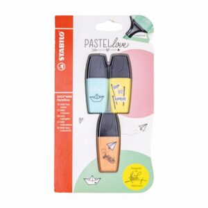 Resaltador Boss Mini Color Pastel Turquesa Amarillo Durazno STABILO X3 Uds