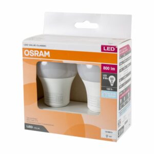 Focos Led Value Luz Blanca A60 OSRAM KIT X 2 9W