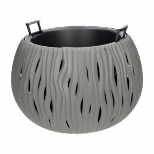 Maceta De Redonda Diseño Tallado Gris PROSPERPLAST 29 X 29 X 19,5 Cm