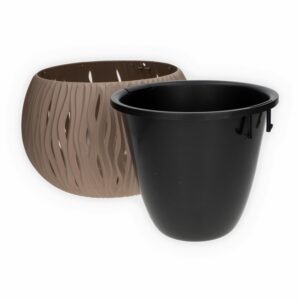 Maceta De Redonda Diseño Tallado Camel PROSPERPLAST 29 X 29 X 19,5 Cm