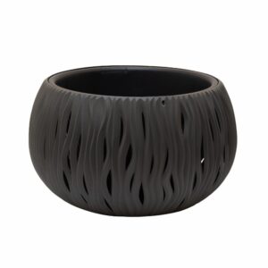 Maceta De Redonda Diseño Tallado 370X370X218 Gris PROSPERPLAST Unidad