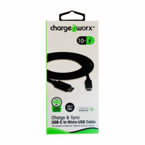 Cable De Carga Micro Usb A Tipo C CHARGE WORX 10Ft