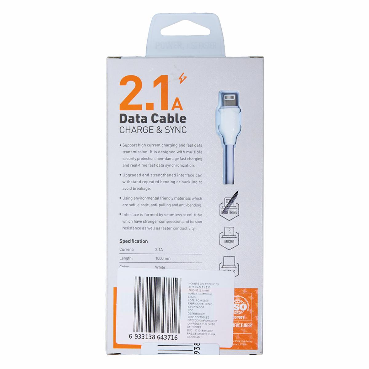 Cable De Carga y Para Transferencia De Datos LDNIO 2,1 A - Imagen 2