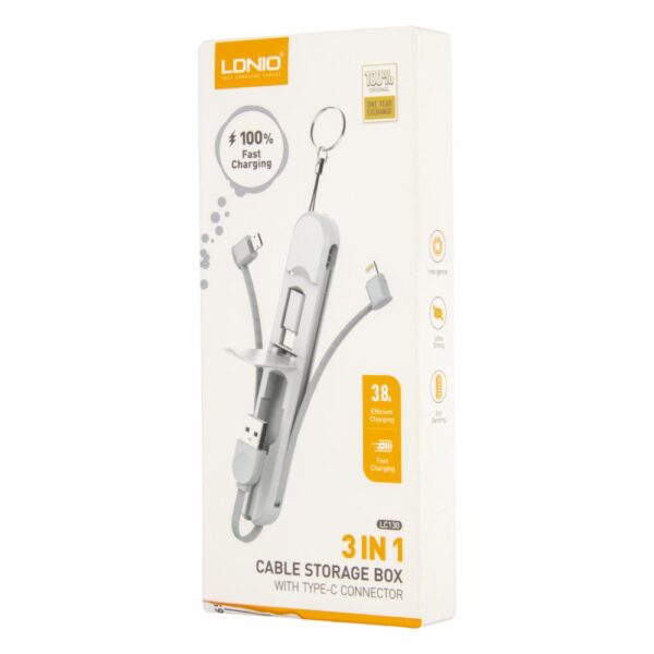 Cable De Carga Rápida Tipo C Blanco 3 En 1 LDNIO 3,8 A - Imagen 2