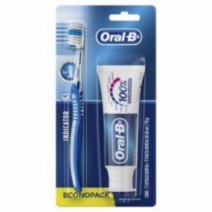 Kit Higiene Bucal Indicator Cepillo 40 Suave + Pasta Dental 100% De Tu Boca Cuidada 66 Ml ORAL-B Pack X2 Uds