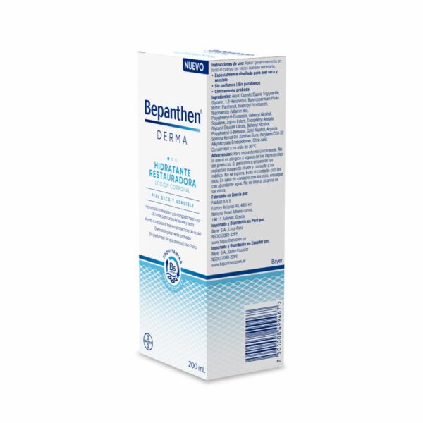 Loción Corporal Hidratante Restauradora Piel Seca Y Sensible BEPANTHEN DERMA 200 Ml - Imagen 2