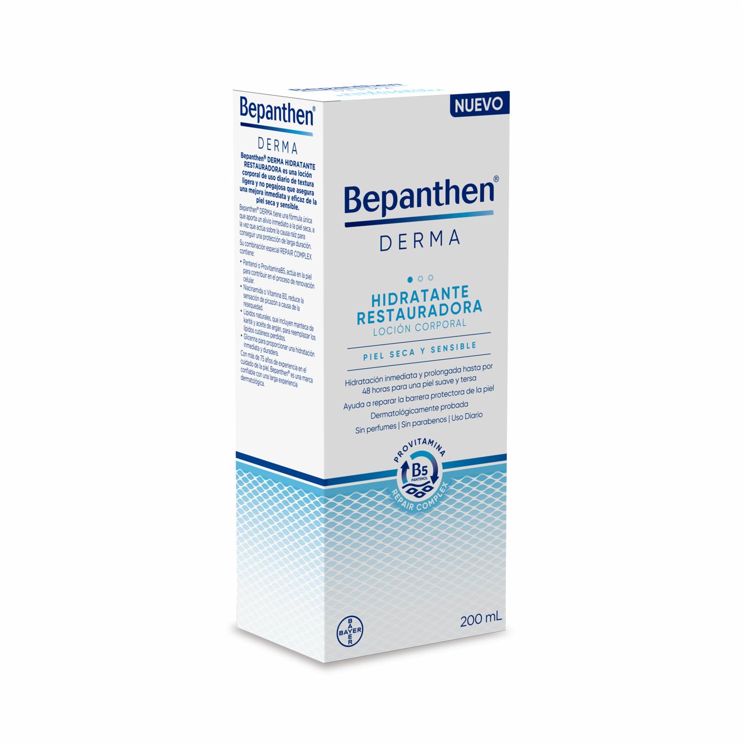 Loción Corporal Hidratante Restauradora Piel Seca Y Sensible BEPANTHEN DERMA 200 Ml