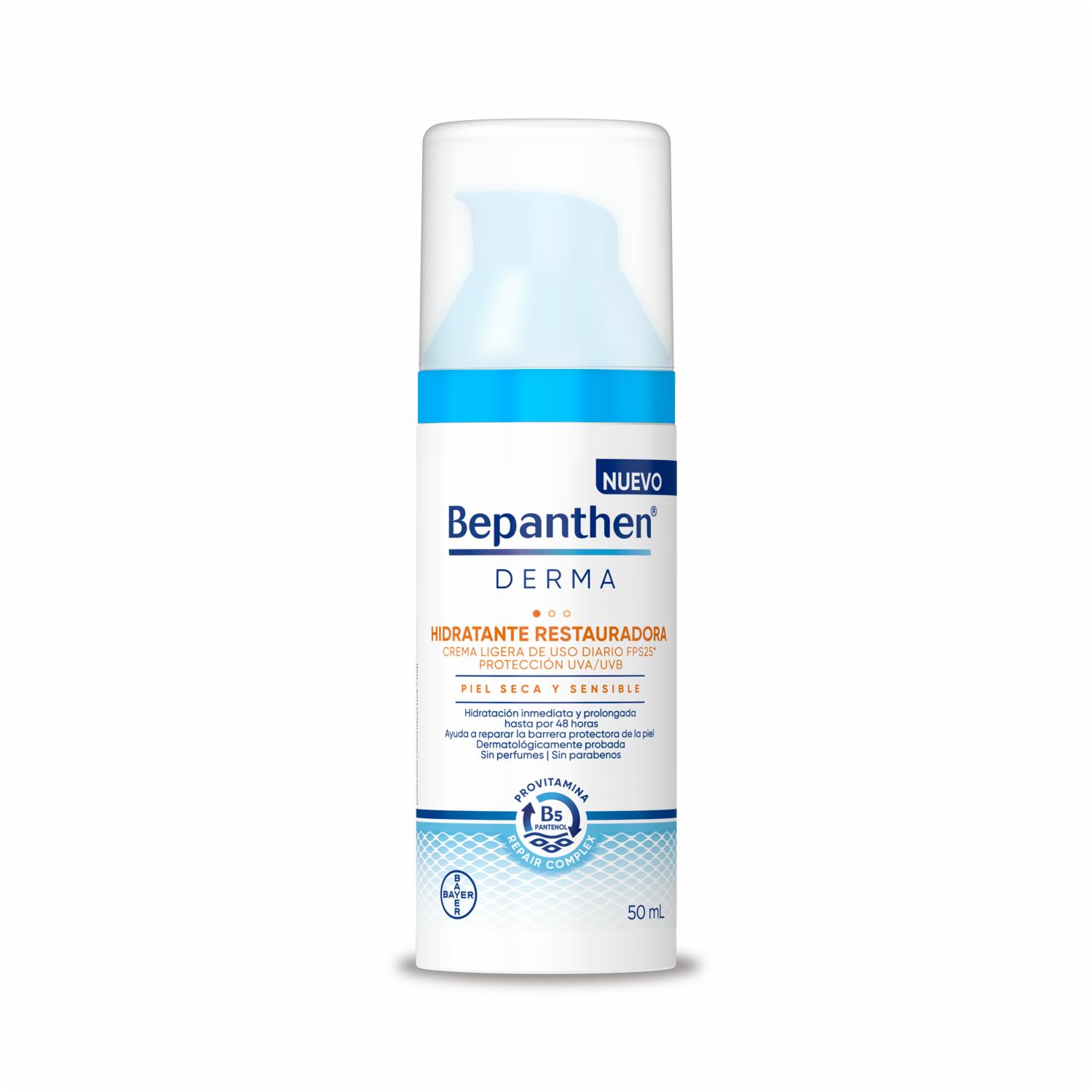 Crema Facial Hidratante Restauradora Piel Seca Y Sensible FPS 25 BEPANTHEN DERMA 50 Ml