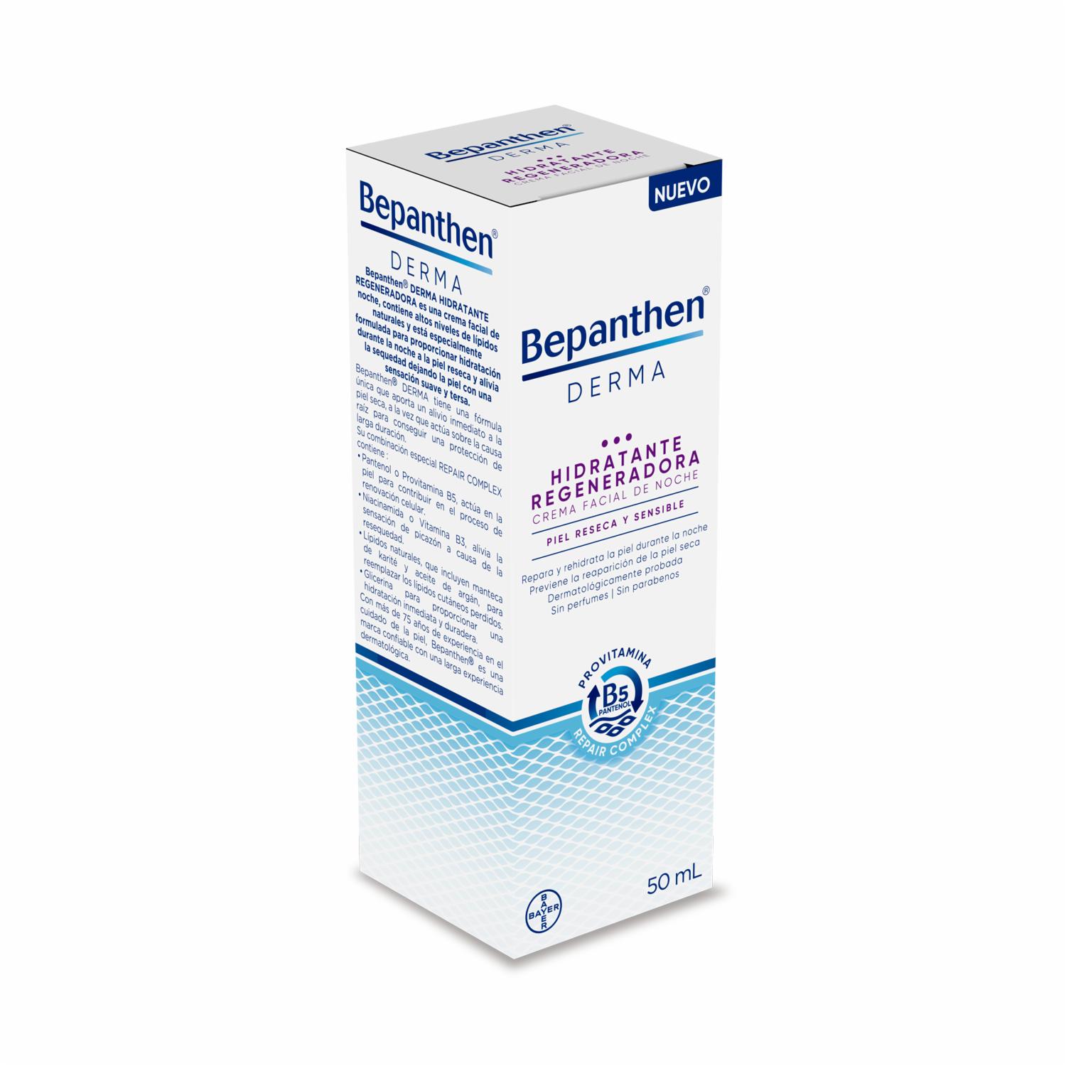 Crema Facial Hidratante Regeneradora De Noche Para Piel Reseca BEPANTHEN DERMA 50 Ml