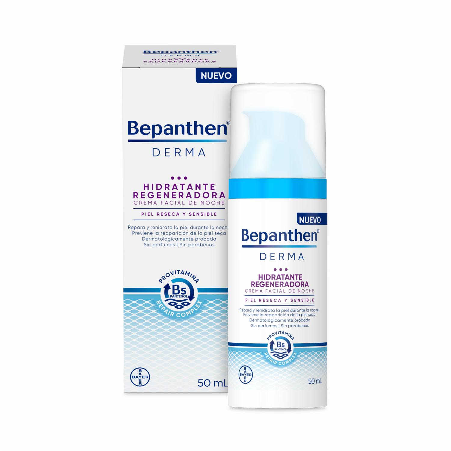 Crema Facial Hidratante Regeneradora De Noche Para Piel Reseca BEPANTHEN DERMA 50 Ml